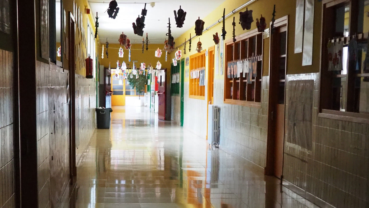 School hall with clean and glossy floors