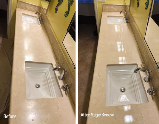 Before and after marble polish 